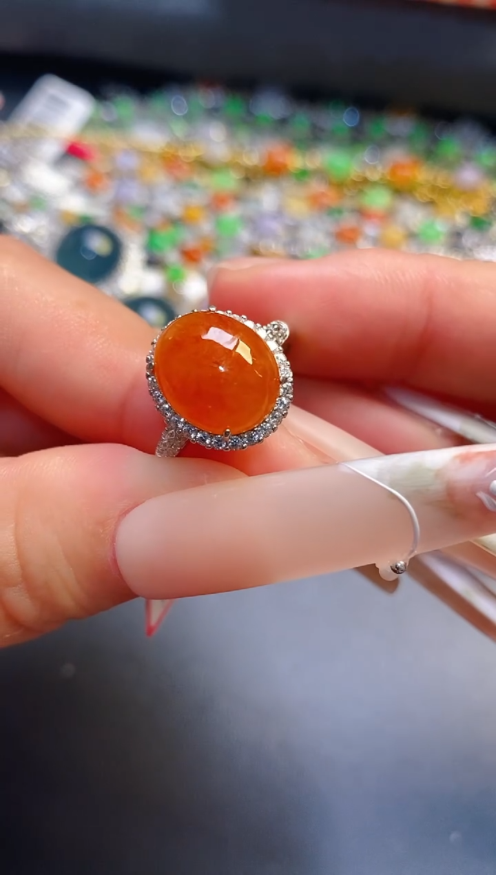 银S925镶嵌戒指翡翠天然