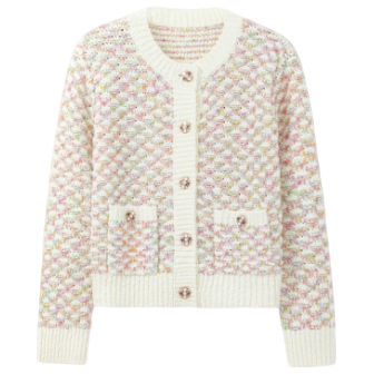 休闲时尚设计师秋冬提花秋季格纹粗花呢针织衫-8590