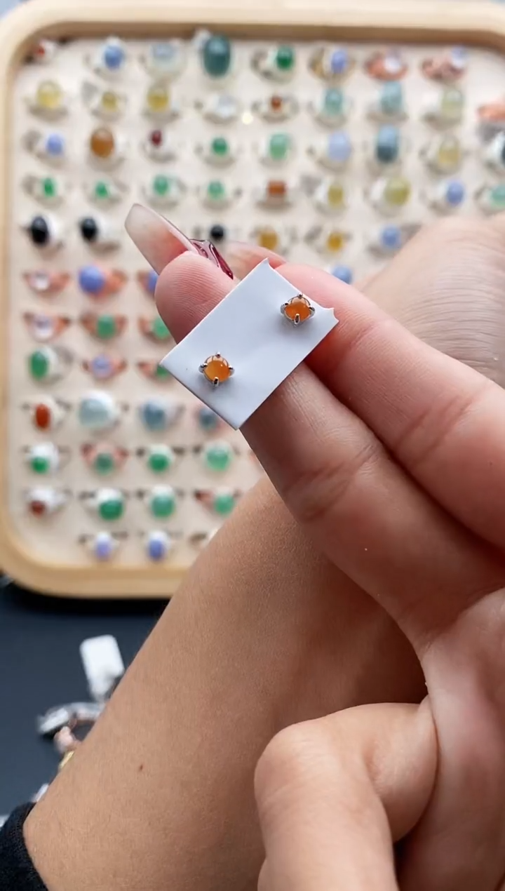 【闪购商品】翡翠戒指银S925镶嵌缅甸天然A货翡翠222 10+