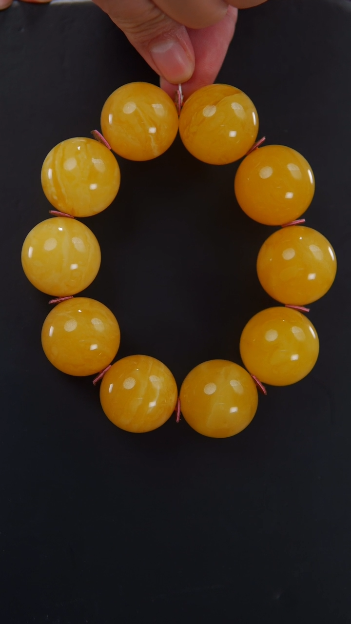 【闪购商品】蜜蜡手串未镶嵌焦皮料圆珠手串102.19