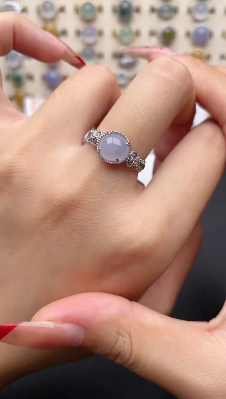 【闪购商品】翡翠戒指银S925镶嵌一物一证一礼盒