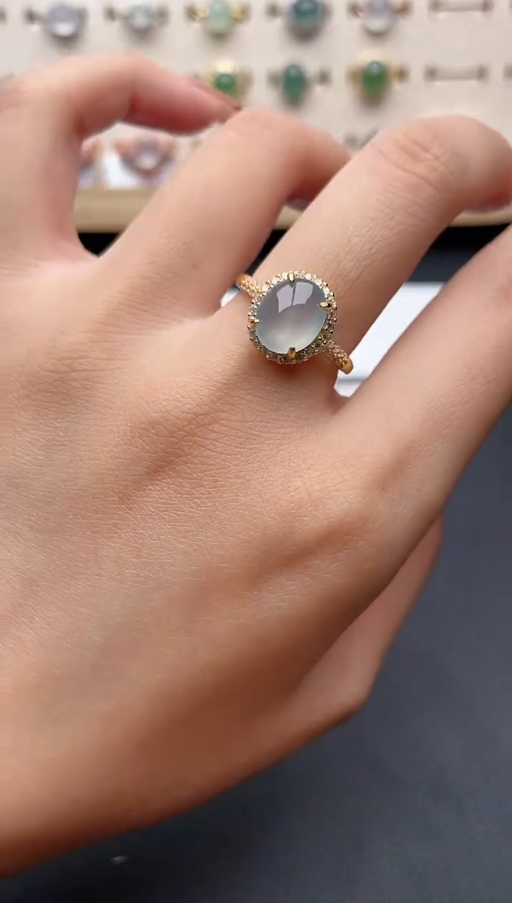 【闪购商品】翡翠戒指银S925镶嵌一物一证一礼盒