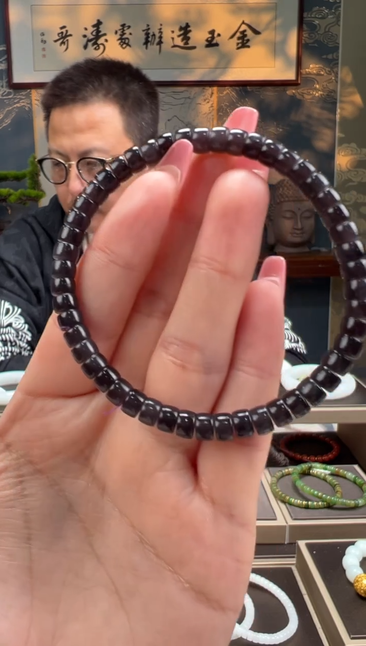 【闪购商品】和田玉手串未镶嵌烟紫卡6mm