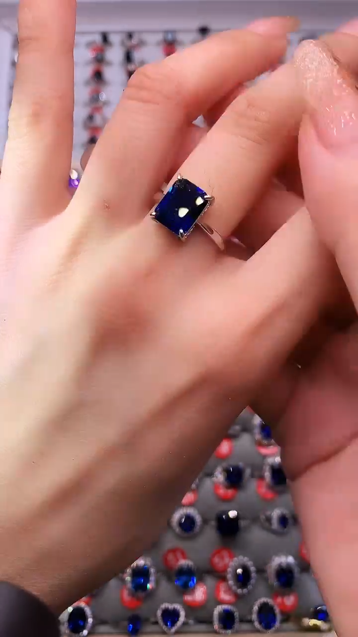 【闪购商品】蓝宝石戒指银S925镶嵌1111111