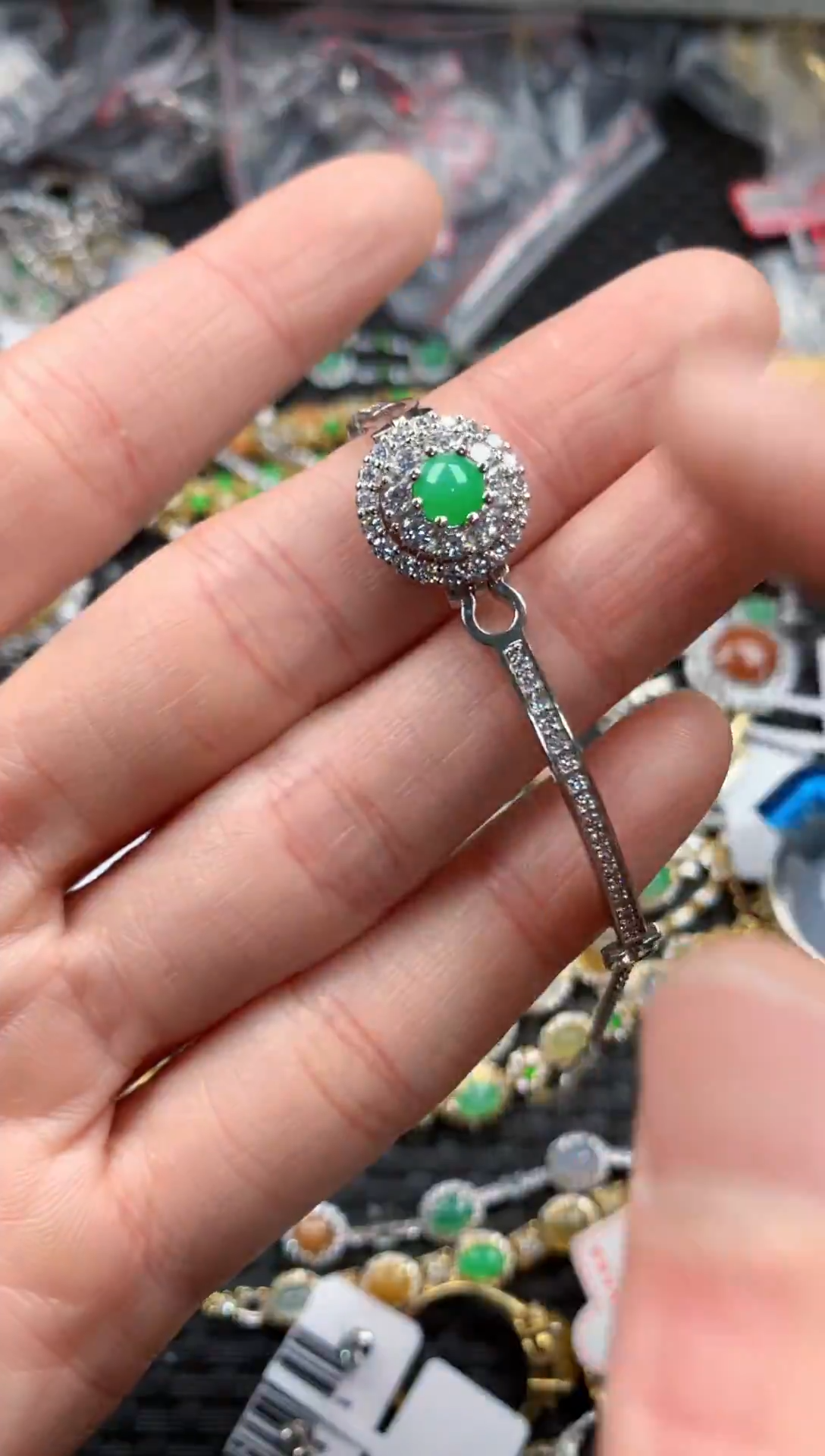 银S925镶嵌戒指翡翠666   4