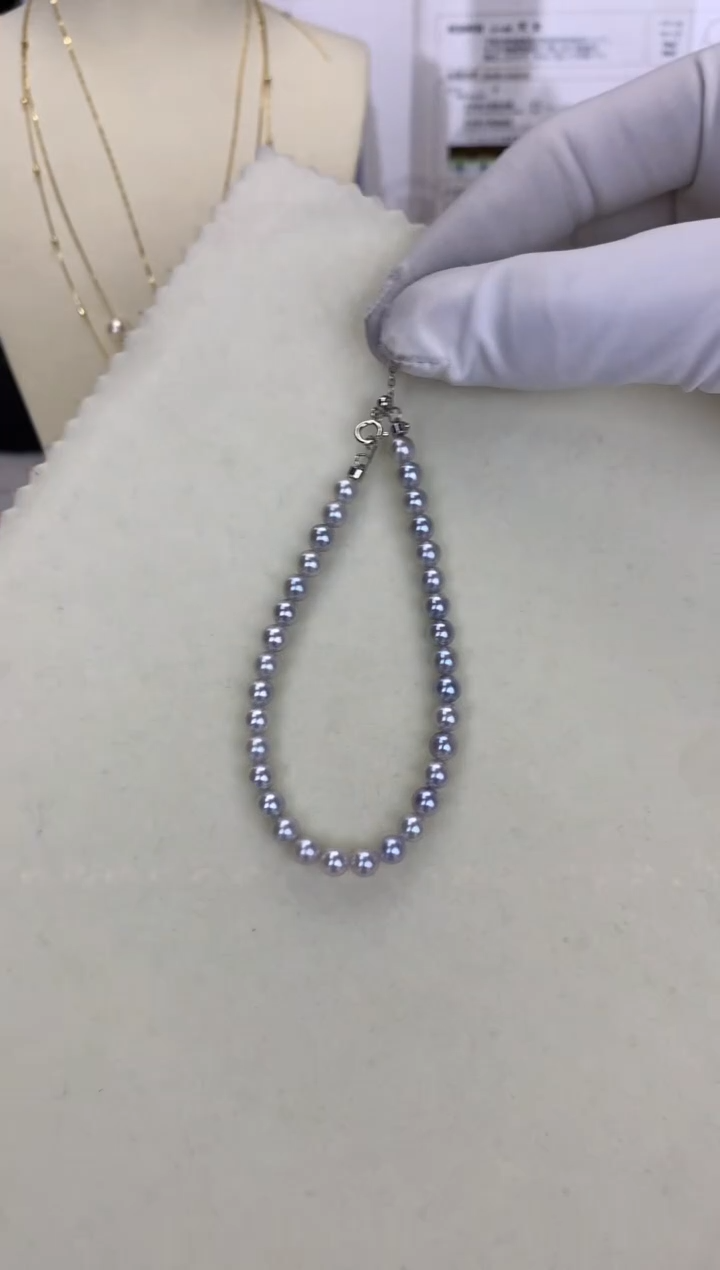 银S925镶嵌DA海水珍珠 GD069 4.5-5 真多麻手链