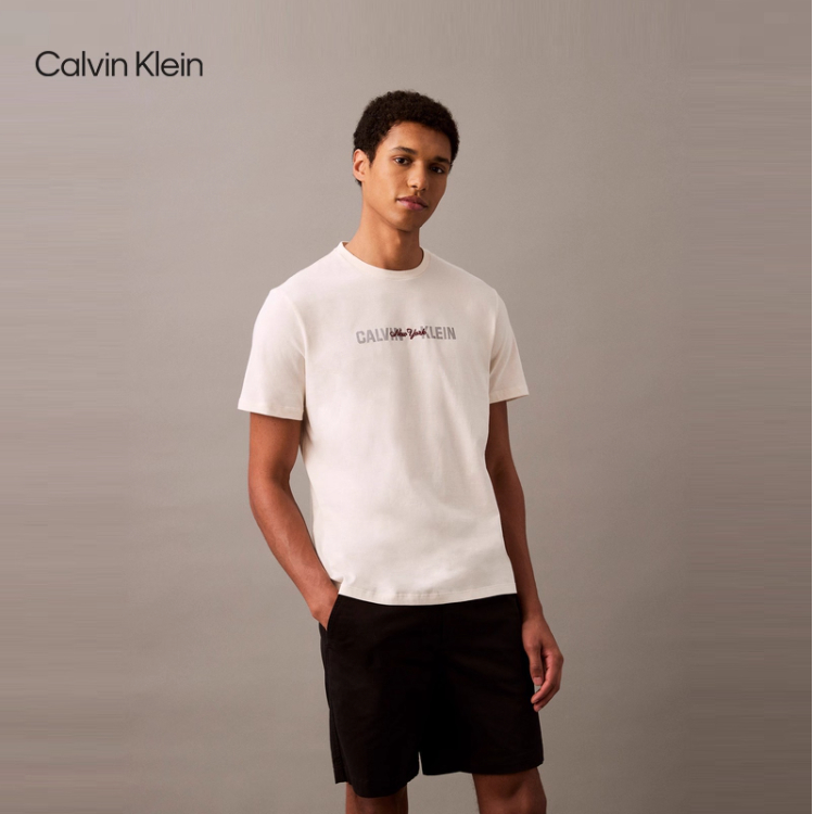 CK Jeans25春秋男士休闲通勤刺绣印花针织短袖T恤