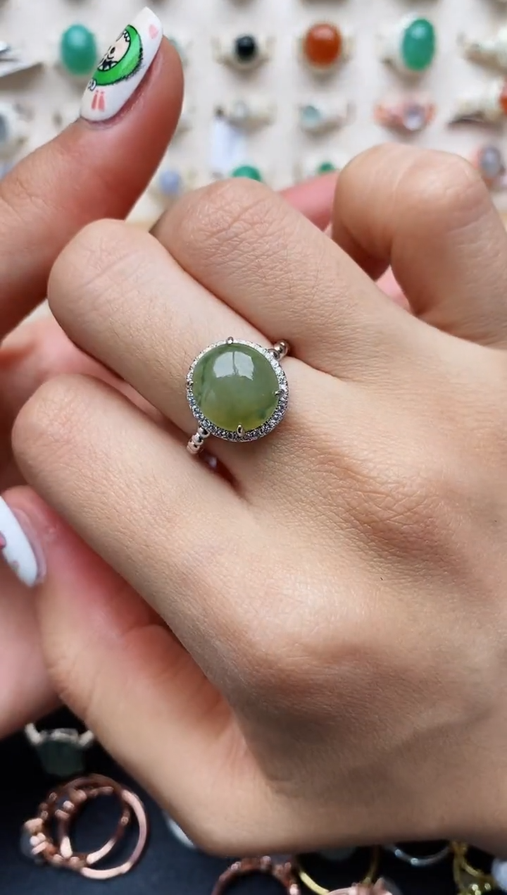 【闪购商品】翡翠戒指银S925镶嵌缅甸翡翠