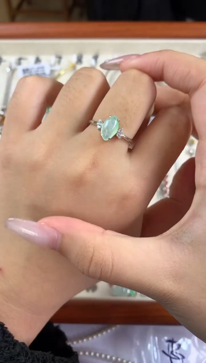 银S925镶嵌戒指翡翠8