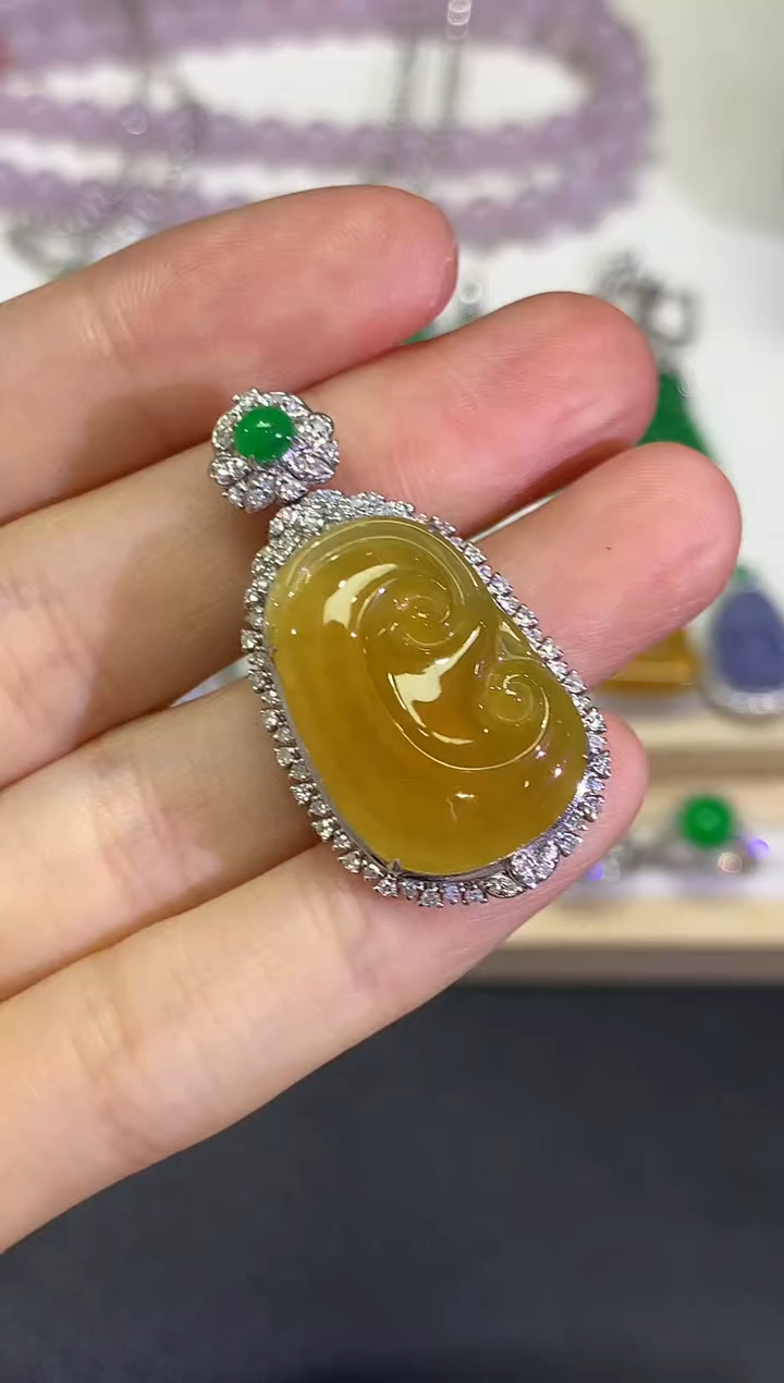 【闪购商品】翡翠颈饰18K金镶嵌团购53