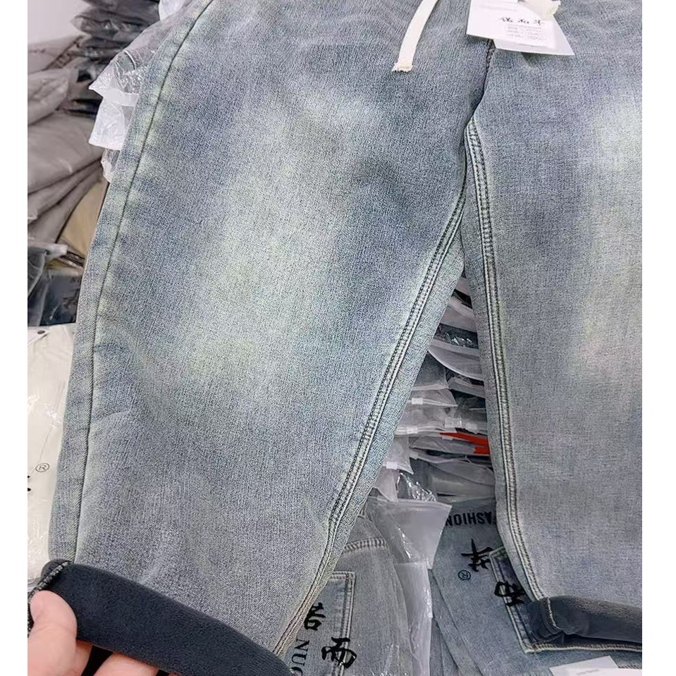 莲莲专属-冬款25123男友风牛仔加绒老爹裤