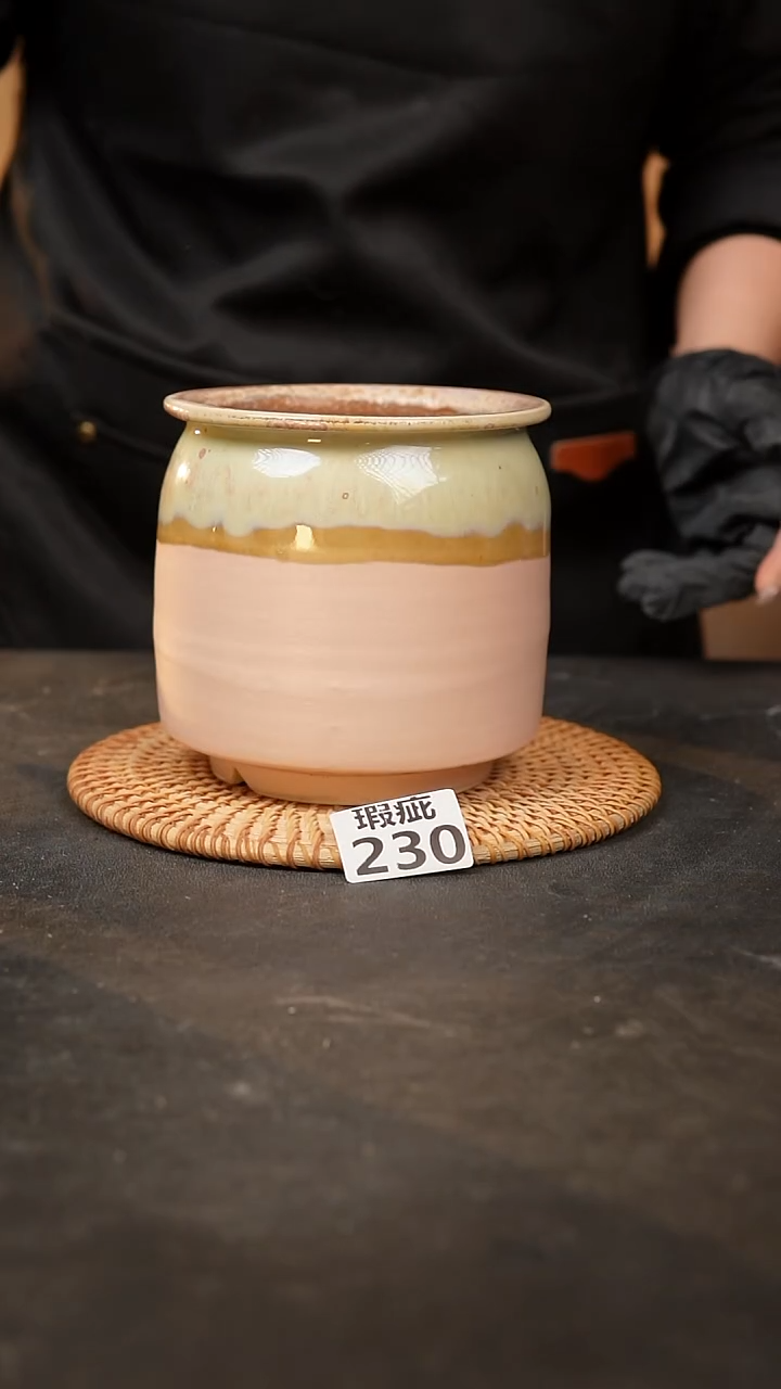 【闪购商品】瓷片 230泥泥手工花盆口10高13