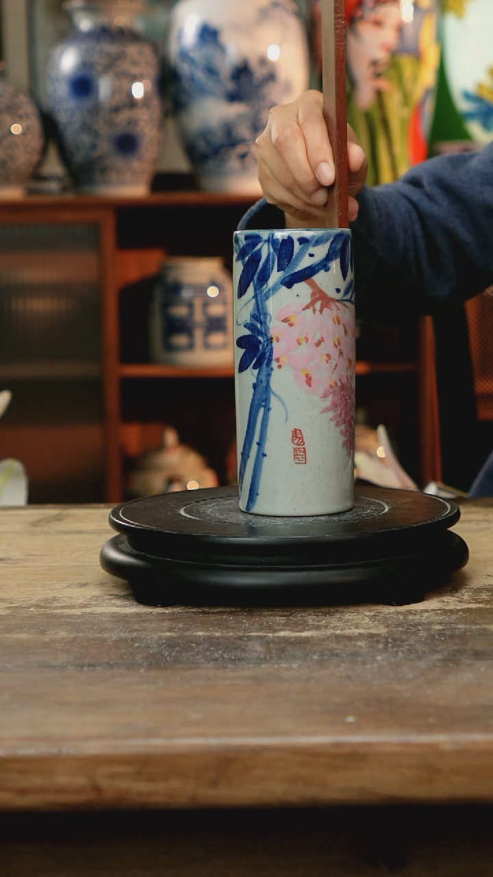 瓷片 景德镇纯手工釉下彩精品花瓶