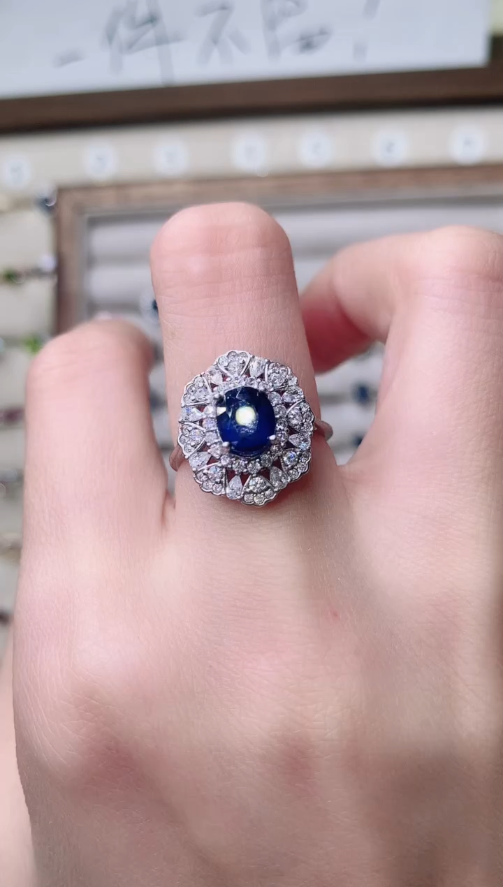 【闪购商品】蓝宝石戒指银S925镶嵌78-7  