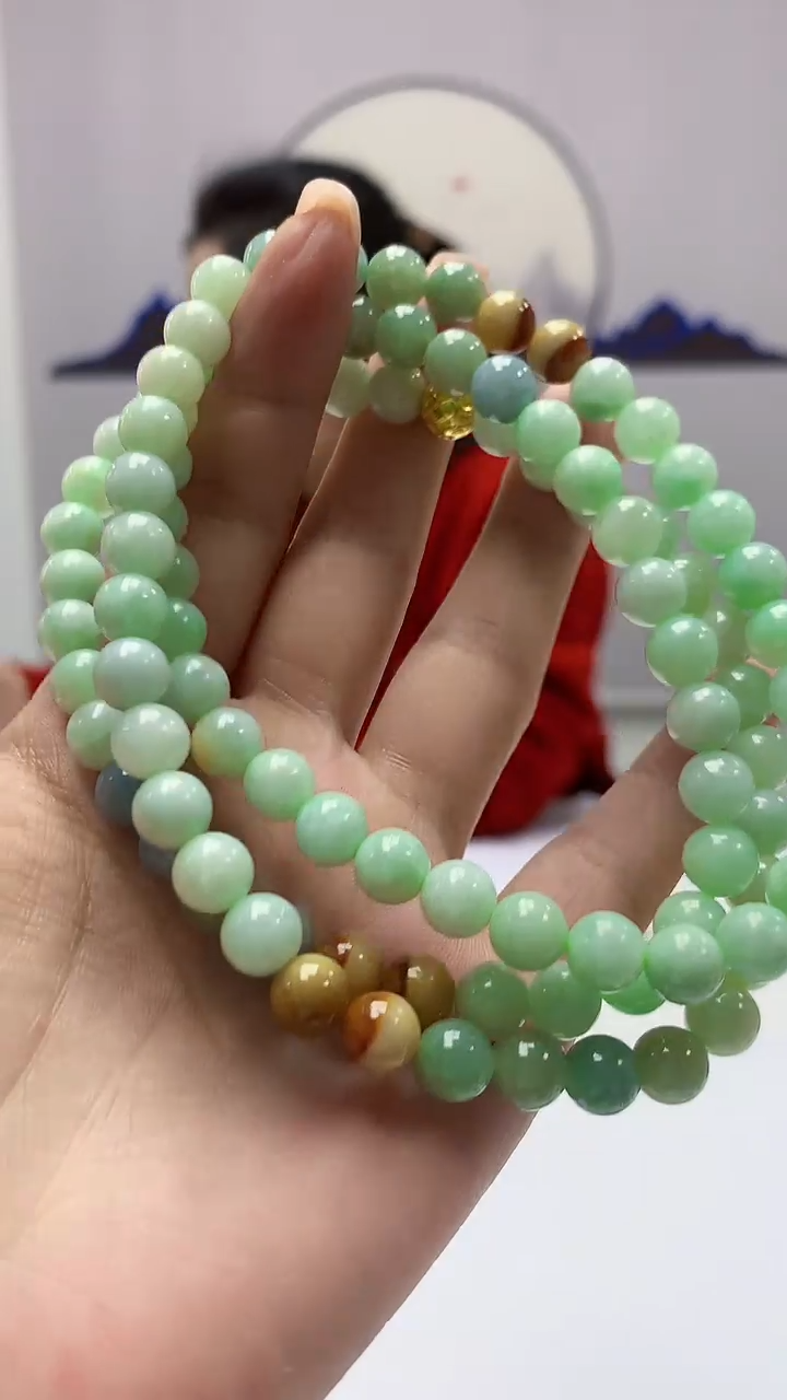 【闪购商品】定制翡翠未镶嵌4902ms-毛货31珠链