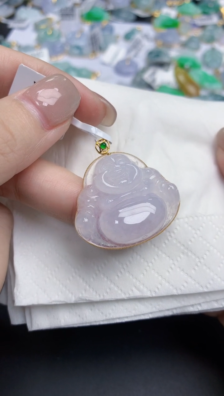 【闪购商品】翡翠颈饰18K金镶嵌天然缅甸翡翠A货