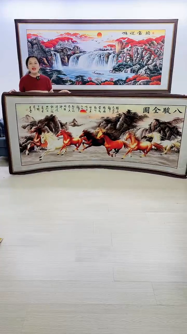 横款八骏图120*280