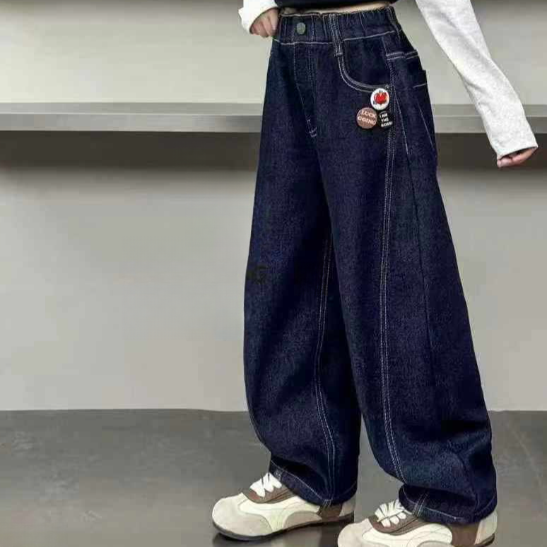 女童25冬潮流爱心胸章别针加绒裤子9562