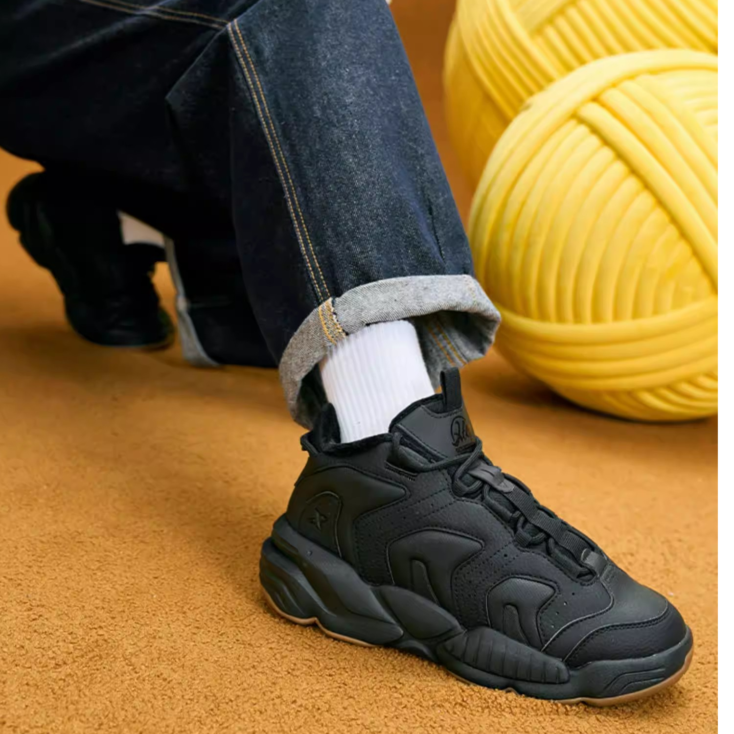 【情侣二棉】厚底系带情侣特步透气加绒防滑休闲鞋秋冬加厚保暖舒适