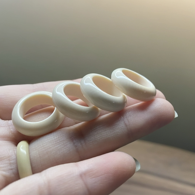 天然猛犸牙光面满纹跑环文玩配饰素面保真简约风