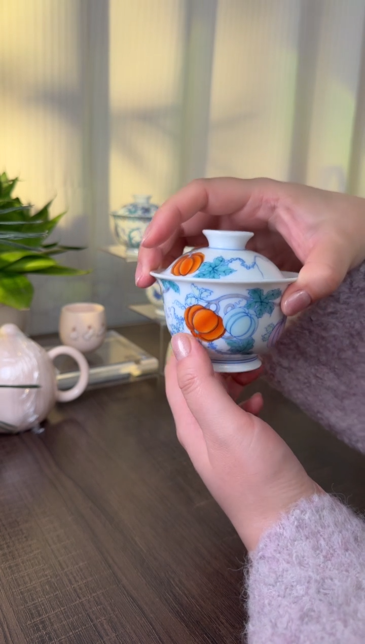 【闪购商品】景德镇斗彩手绘盖碗盖碗