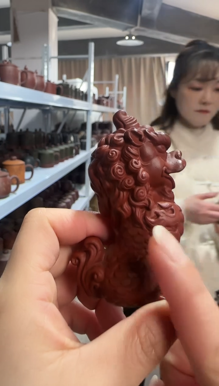 【闪购商品】紫砂盖杯紫砂盖杯朱泥狮子