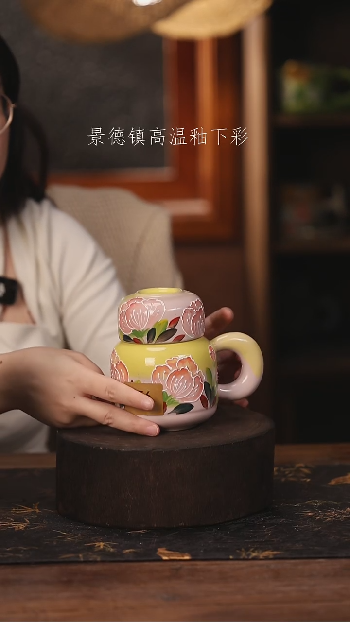 陶瓷景德镇高温釉下手绘陶瓷@L156@