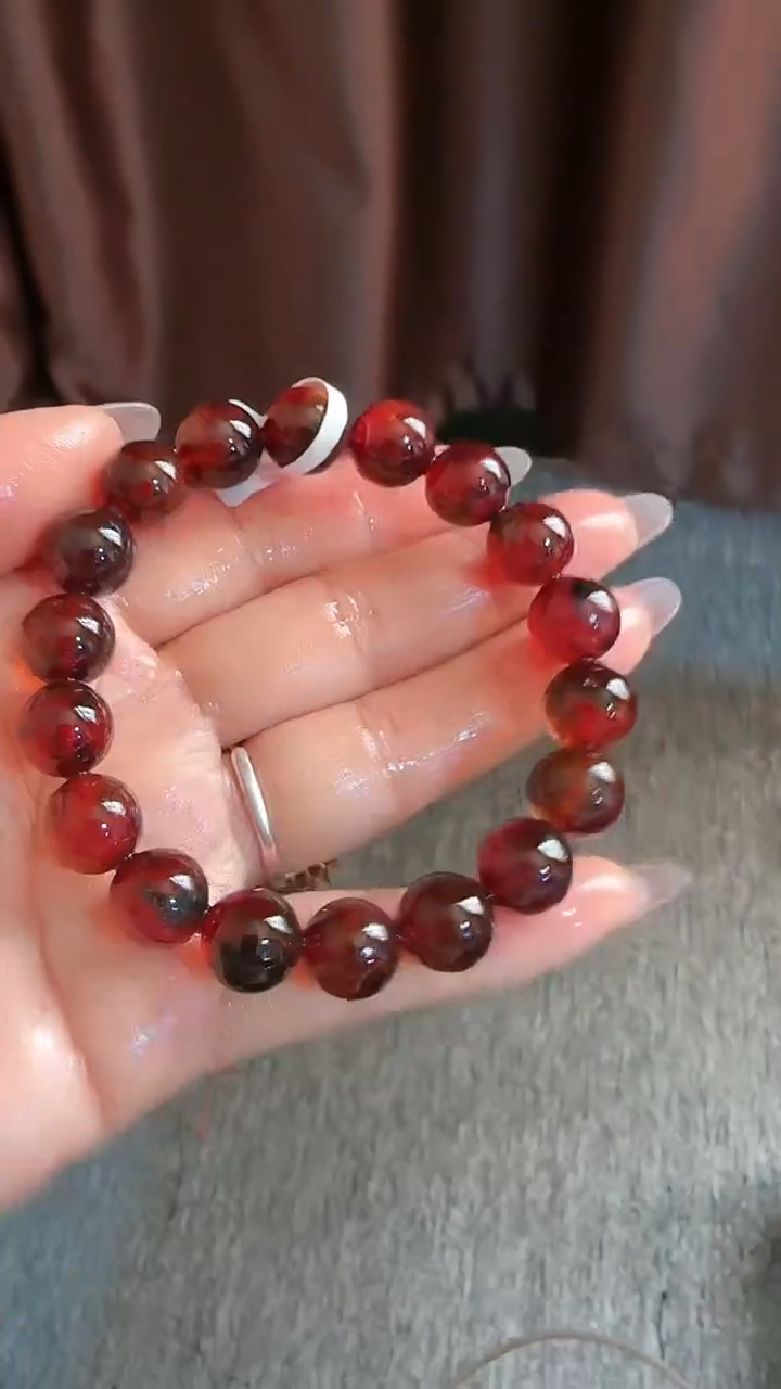 【闪购商品】琥珀手链未镶嵌规格11血珀灵草珀手串#68