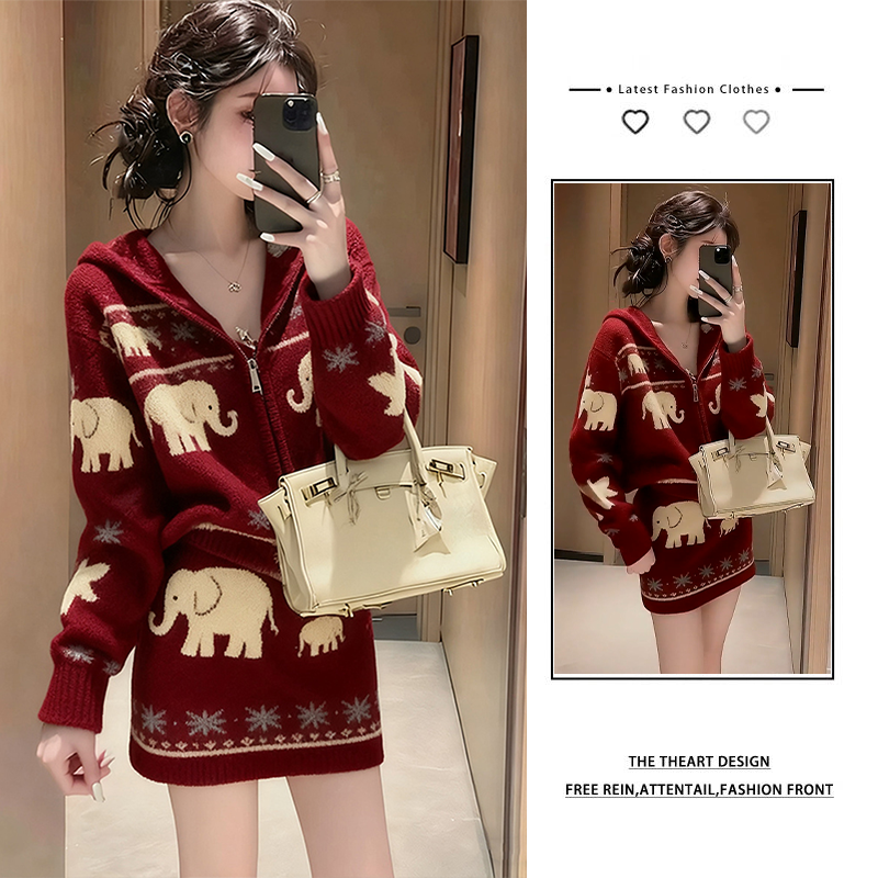 慵懒风穿搭一整套女2025秋冬季新款氛围感针织上衣半身裙两件套