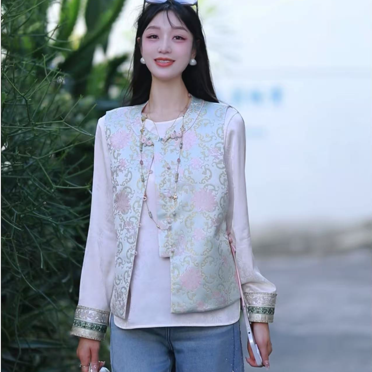 《佩佩定制》《缠枝莲花》团扇纹新中式时尚百搭气质马甲6200