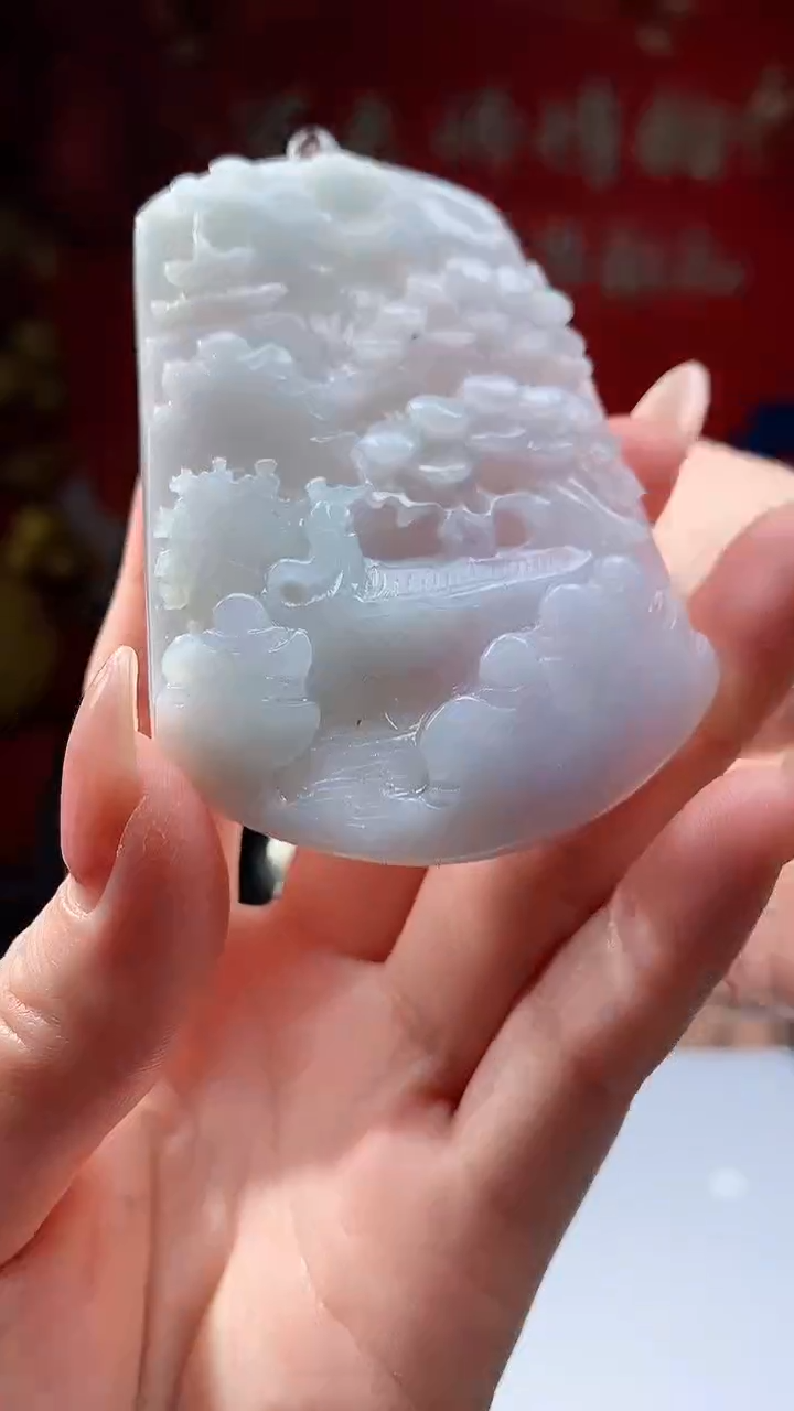 【闪购商品】定制翡翠未镶嵌8050jj-毛货挂件41配珠链