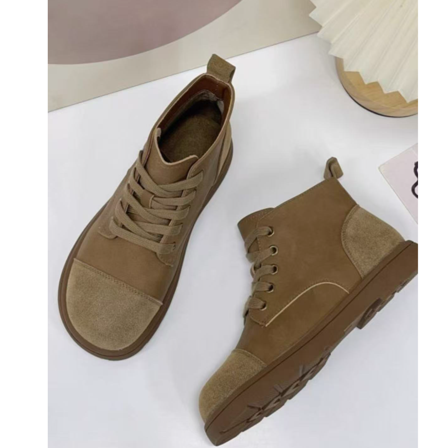 102-1    休闲风高帮鞋时尚休闲秋季短靴大黄靴圆头秋冬