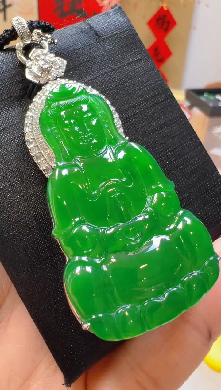 【闪购商品】翡翠吊坠(不含链)18K金镶嵌总价58000分单29000