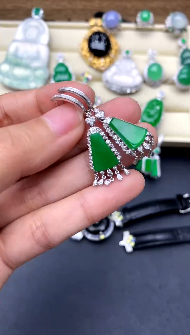 【闪购商品】翡翠耳饰18K金镶嵌506-中国好珍宝