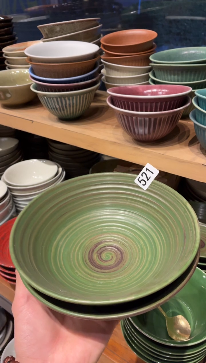 瓷片D**a521手刷绿小碗2个