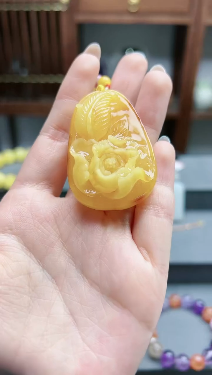 【闪购商品】蜜蜡裸石未镶嵌蜜蜡花吊坠*1 DY