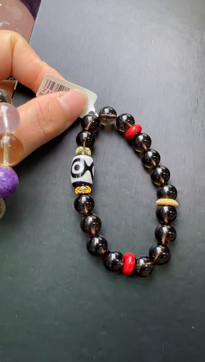 【闪购商品】水晶单圈未镶嵌三眼天珠茶水晶手串Z10017