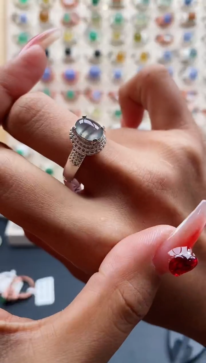 【闪购商品】翡翠戒指未镶嵌天然缅甸A货翡翠333 8+3