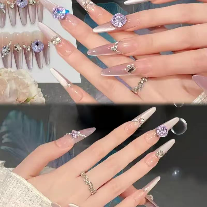 1一108（手工轻奢长款细狗长尖显白猫眼穿戴甲）