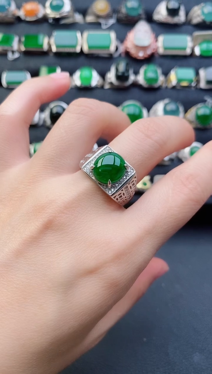 【闪购商品】翡翠戒指银S925镶嵌111111111