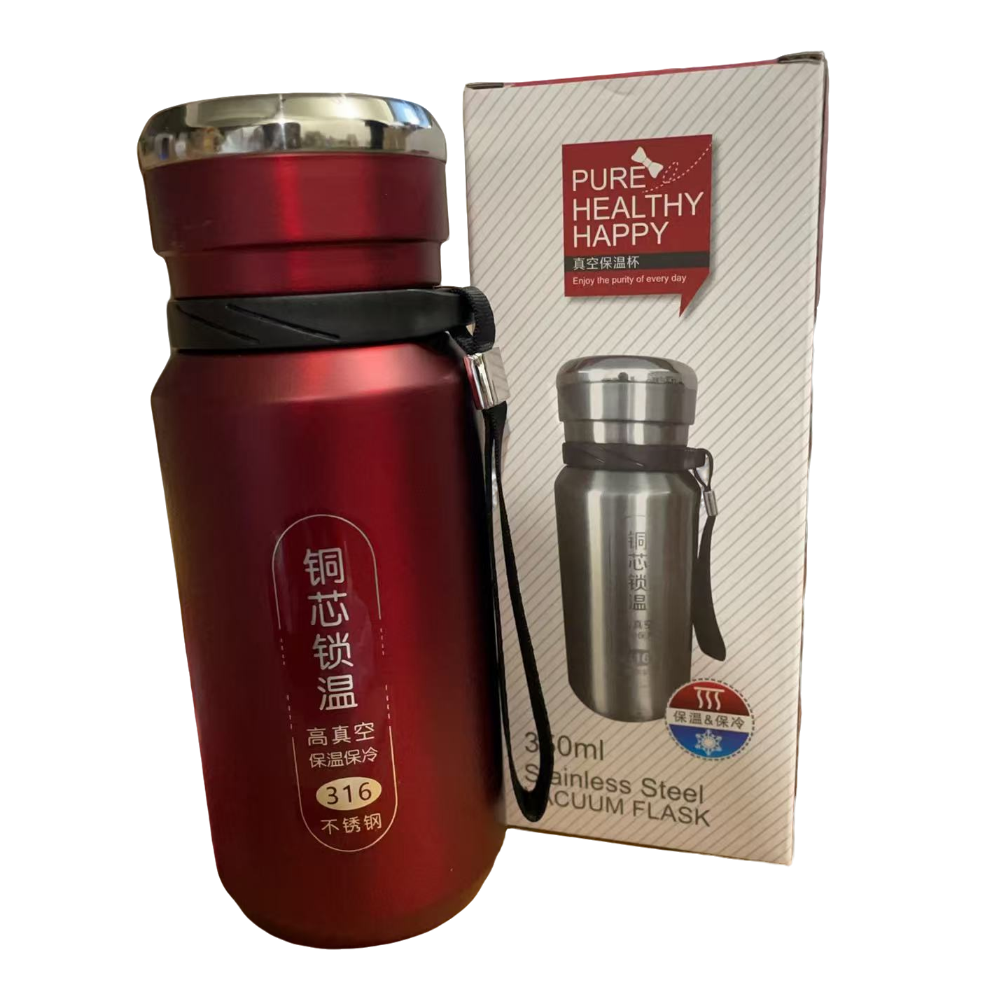 准新品  316铜芯锁温真空保温杯(350ml)