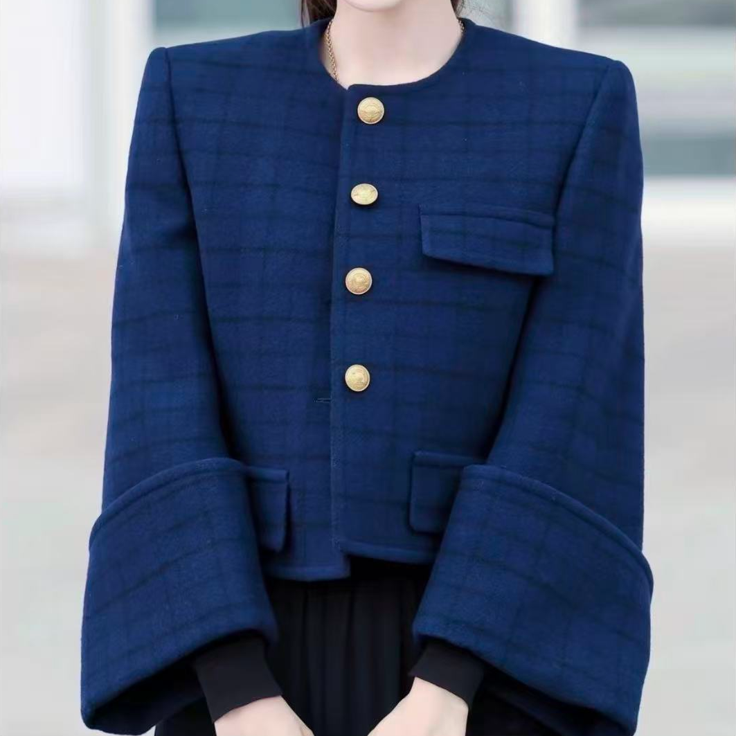 未使用 Chloe/蔻依 格纹无领夹克