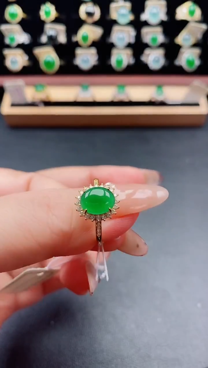 银S925镶嵌戒指翡翠1