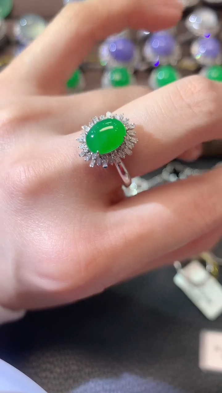 【闪购商品】翡翠戒指18K金镶嵌A58翡翠