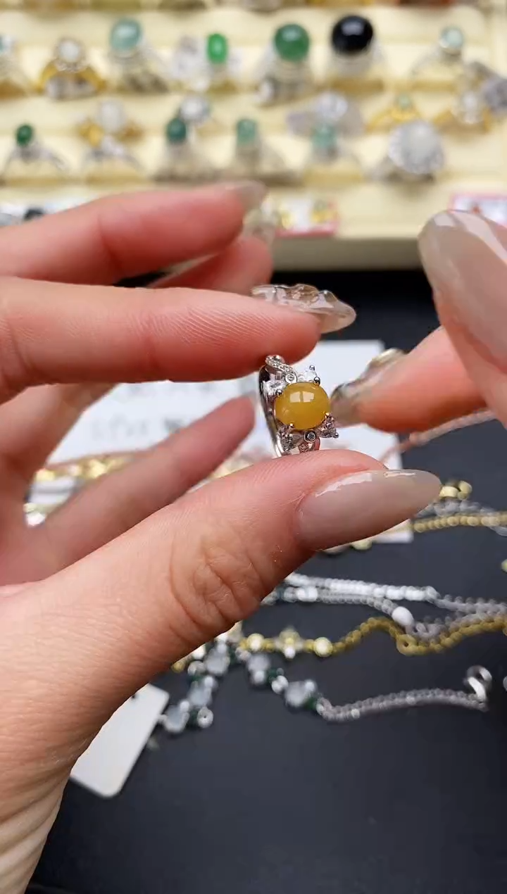 【闪购商品】翡翠戒指银S925镶嵌缅甸翡翠2  5+8