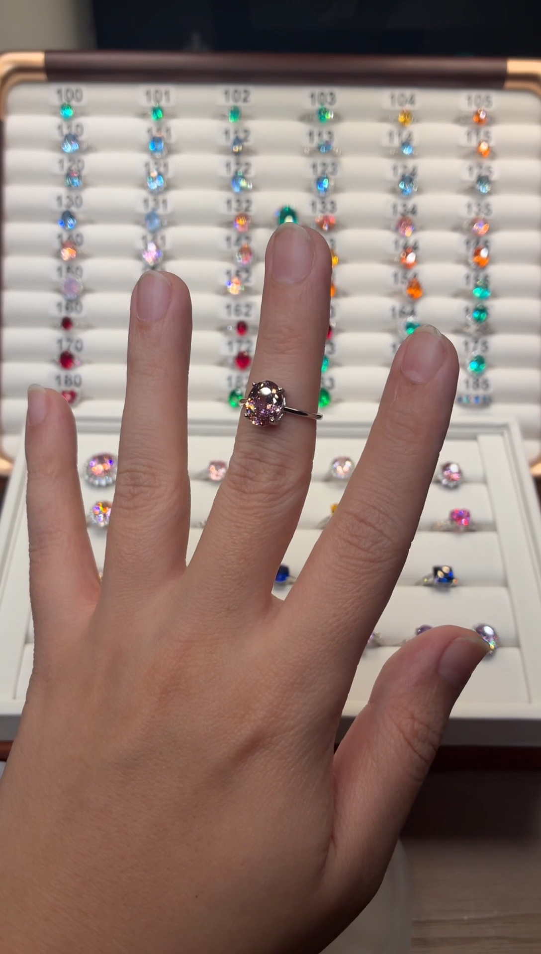 银S925镶嵌戒指绿柱石（摩根石）0065