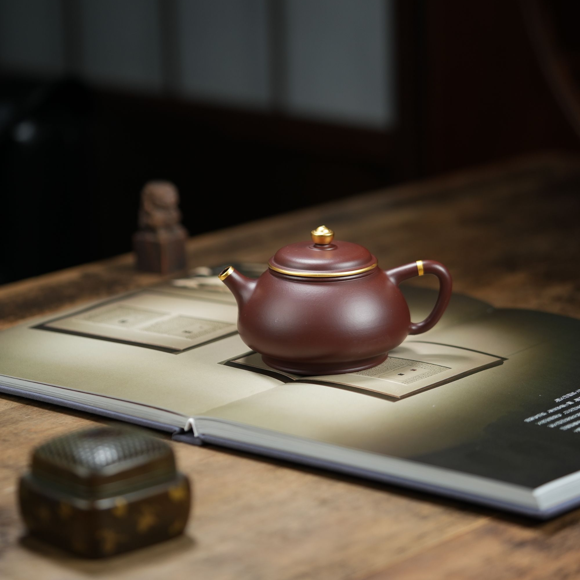 金砂阁【石瓢】工艺师描金丨280cc宜兴紫砂壶茶壶茶具D9006