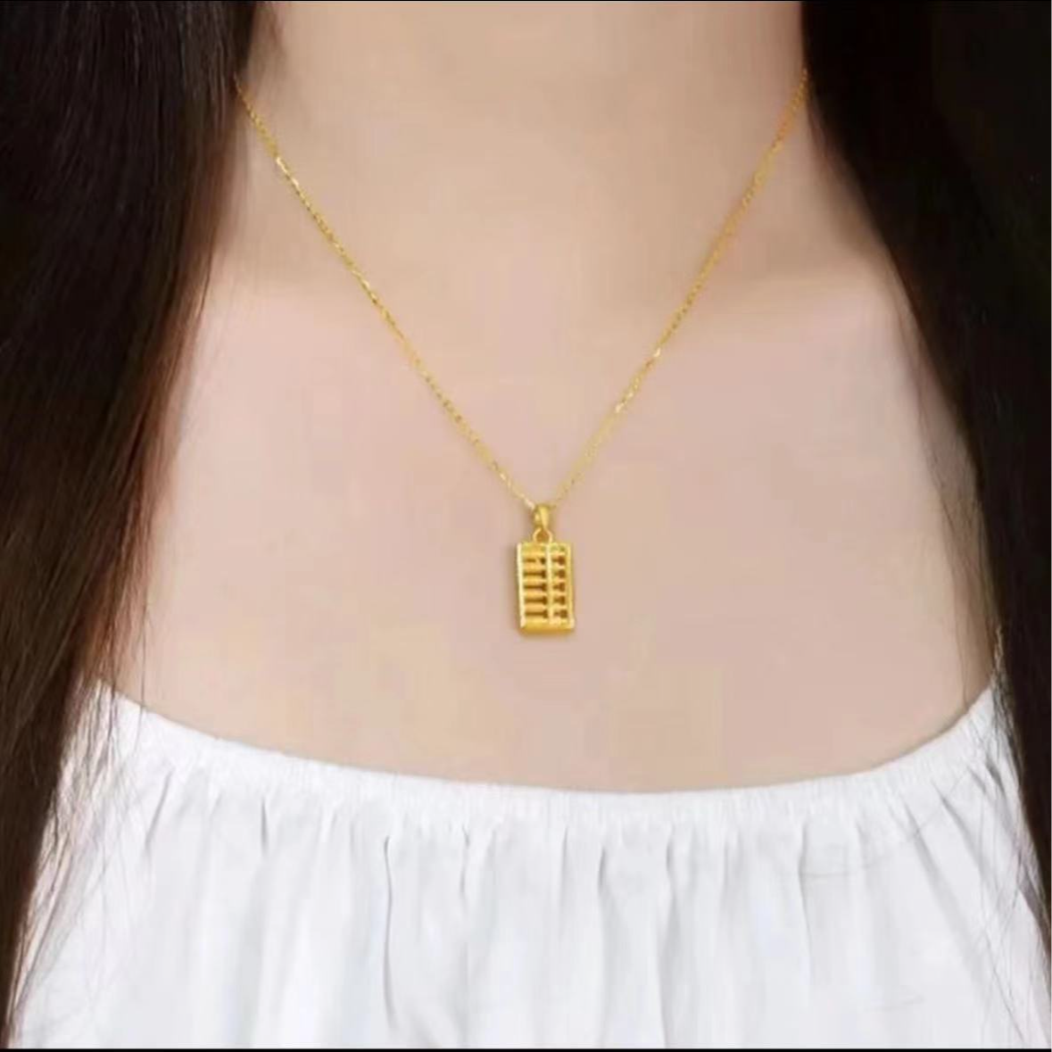 铜合金项链 定制版小算盘配O字链精品项链