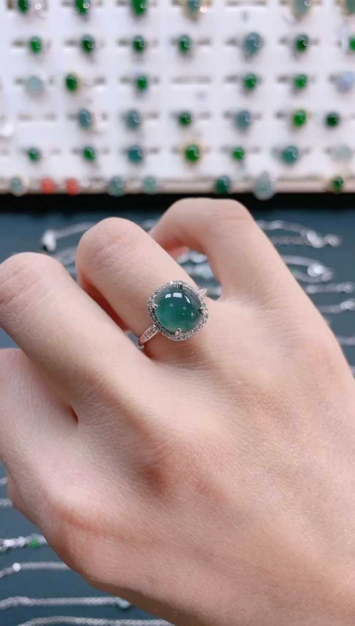 【闪购商品】翡翠戒指银S925镶嵌天然翡翠