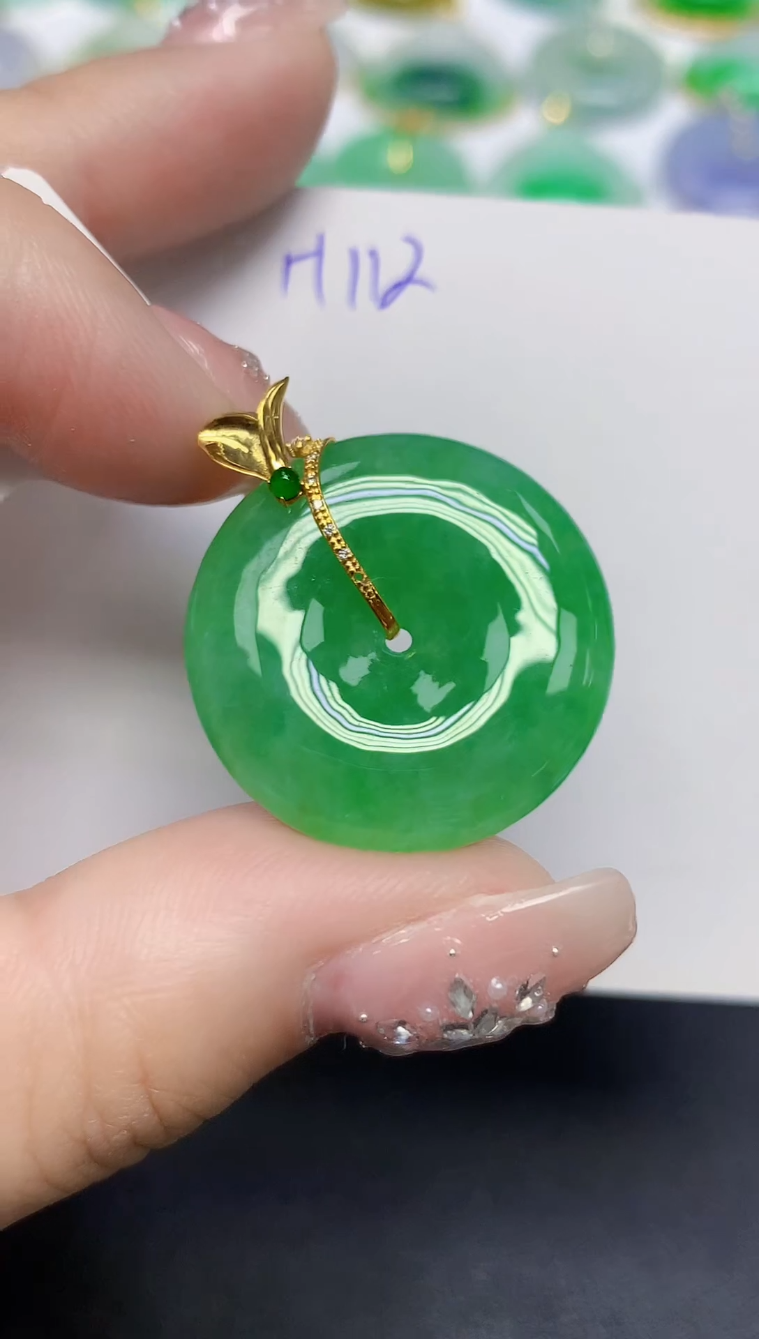 颈饰18K金镶嵌翡翠天然缅甸翡翠A货翡翠百元以上9元证书费自理